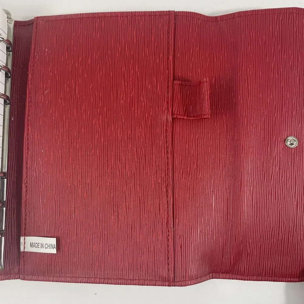 Book of Days Red Bi-fold Binder Personal Compact Planner, 6 rings